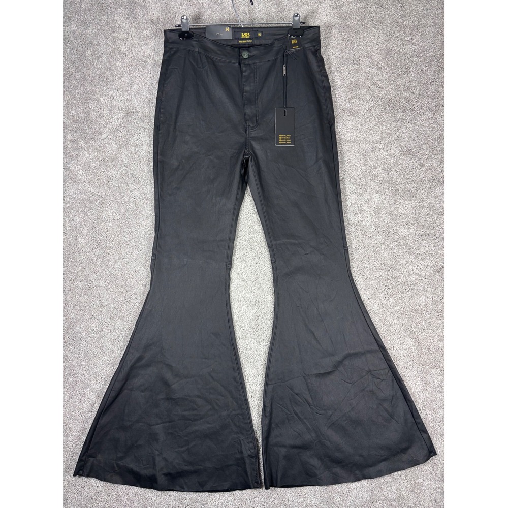 L‎ B Lucky Blessed High Rise Flare Pants Black Womens Size 14 Viscose Blend